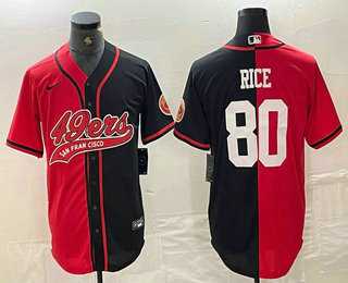 Men%27s San Francisco 49ers #80 Jerry Rice Red Black Two Tone Cool Base Stitched Baseball Jersey
